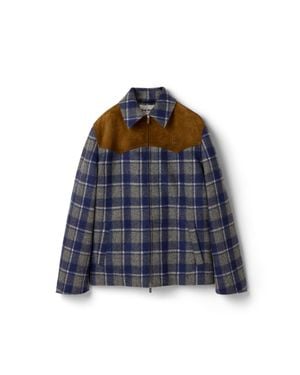 Miu Miu Checked Blouson Jacket - Blue