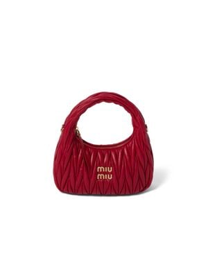 Miu Miu Wander Matelassé Nappa Leather Hobo Bag - Red
