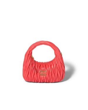 Miu Miu Wander Matelassé Nappa Leather Hobo Bag - Red