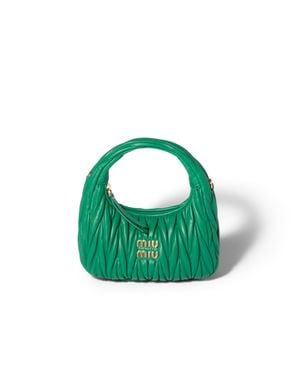 Miu Miu Wander Matelassé Nappa Leather Hobo Bag - Green