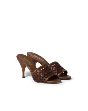 Miu Miu Woven Leather Sandals - Brown