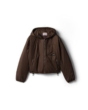 Miu Miu Cropped Ripstop Down Jacket - Brown