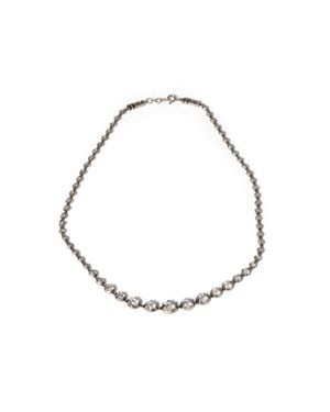 Miu Miu Metal Necklace With Crystals - Metallic