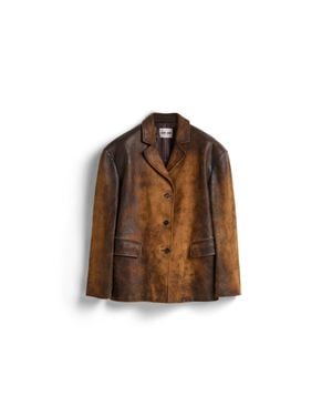 Miu Miu Waxed Suede Leather Jacket - Brown