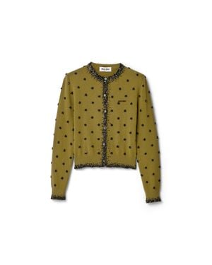 Miu Miu Embroidered Cashmere Cardigan - Green
