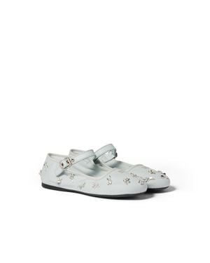 Miu Miu Embroidered Drill Ballerinas - White