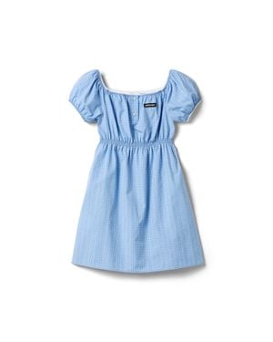 Miu Miu Checked Poplin Mini-Dress - Blue