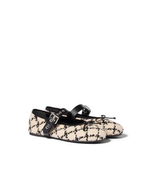 Miu Miu Bouclé Check Ballerinas - White