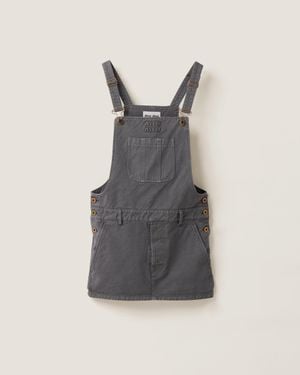 Miu Miu Garment-dyed Gabardine Overall Mini-dress - Black