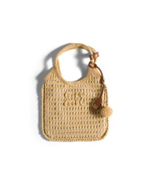 Miu Miu Ivy Raffia Crochet Handbag - Metallic