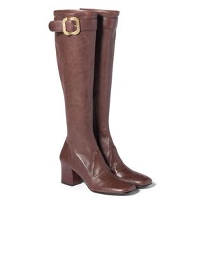 Miu Miu Nappa Leather Boots With Buckle - Brown
