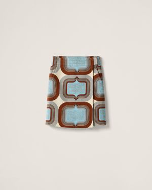 Miu Miu Printed Natté Skirt - Blue