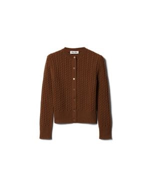 Miu Miu Cable-Knit Cashmere Cardigan - Brown