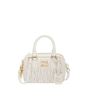 Miu Miu Arcadie Matelassé Nappa Leather Bag - White