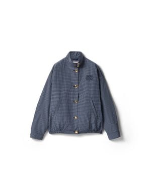 Miu Miu Checked Technical Fabric Blouson Jacket - Blue