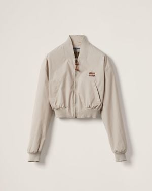 Miu Miu Panama Cotton Bomber Jacket - Natural