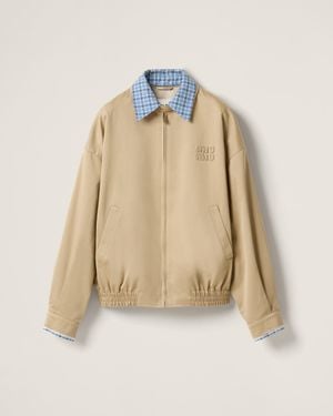Miu Miu Cotton Chino Blouson Jacket - Natural