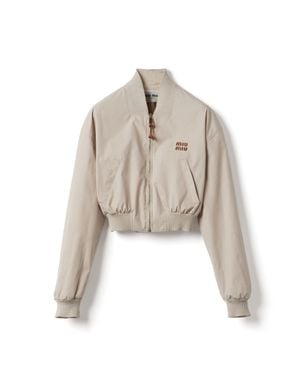 Miu Miu Panama Cotton Bomber Jacket - Natural