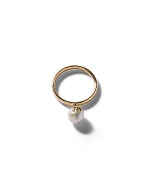 Miu Miu Metal And Pearl Ring - Metallic
