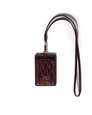 Miu Miu Matelassé Nappa Leather Badge Holder - Red