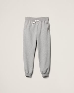 Miu Miu Cotton Fleece Trousers With Leather Trim - Grey