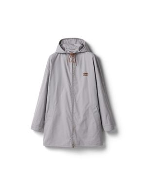 Miu Miu Single-Breasted Panama Cotton Caban Jacket - Grey