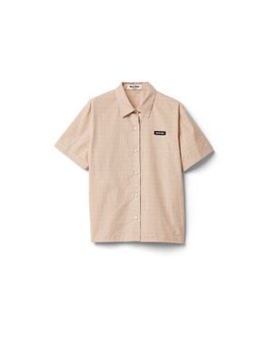 Miu Miu Checked Poplin Shirt - Natural