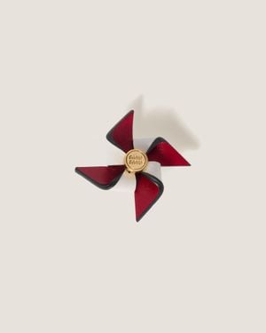 Miu Miu Leather Pinwheel Brooch - Red