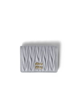 Miu Miu Matelassé Nappa Leather Card Holder - Gray