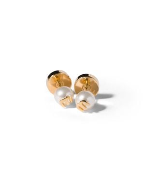 Miu Miu Metal And Pearl Earrings - Metallic