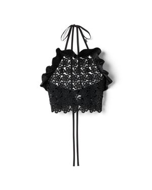 Miu Miu Macramé Pinafore Top - Black
