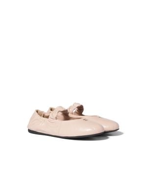 Miu Miu Ruches Nappa Leather Ballerinas - Pink