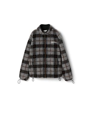 Miu Miu Checked Teddy Zipper Jacket - Black