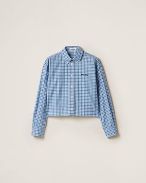 Miu Miu Checked Poplin Shirt - Blue