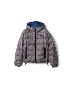 Miu Miu Light Pongé Down Hoodie Jacket - Gray