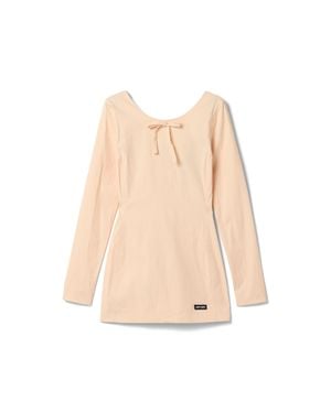 Miu Miu Stretch Poplin Mini-Dress - Natural