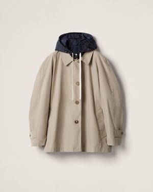 Miu Miu Panama Cotton And Technical Pongé Blouson Jacket - Natural