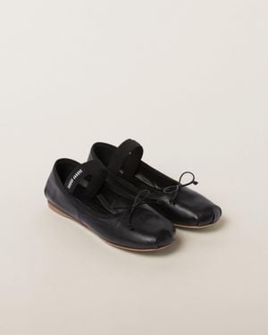 Miu Miu Leather Ballerinas - Black