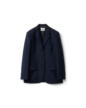 Miu Miu Single-Breasted Kid Mohair Jacket - Blue
