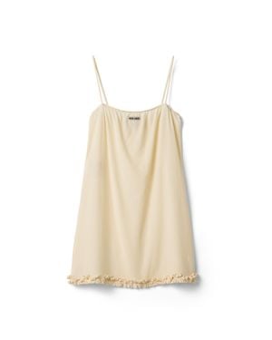Miu Miu Embroidered Marocain Crepe Dress - Natural