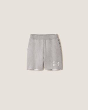 Miu Miu Double Cashmere Shorts - Gray