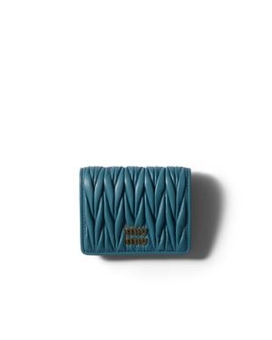 Miu Miu Small Matelassé Nappa Leather Wallet - Blue