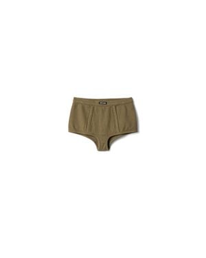 Miu Miu Garment-Dyed Ribbed Boxer Shorts - Green