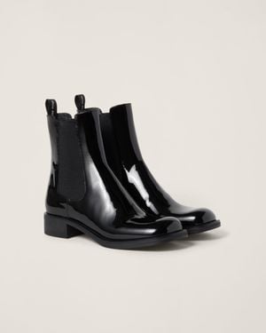 Miu Miu Patent Leather Booties - Black