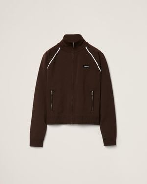 Miu Miu Technical Yarn Zipper Cardigan - Brown