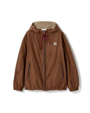 Miu Miu Technical Fabric Hooded Jacket - Brown
