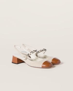 Miu Miu Canvas And Leather Slingback Pumps - Multicolor