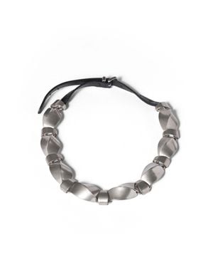 Miu Miu Metal And Leather Necklace - Metallic