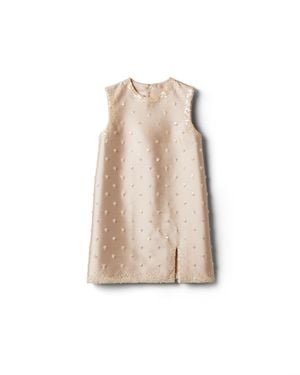 Miu Miu Embroidered Silk And Wool Mini-Dress - Natural