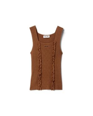 Miu Miu Cashmere And Silk Top - Brown